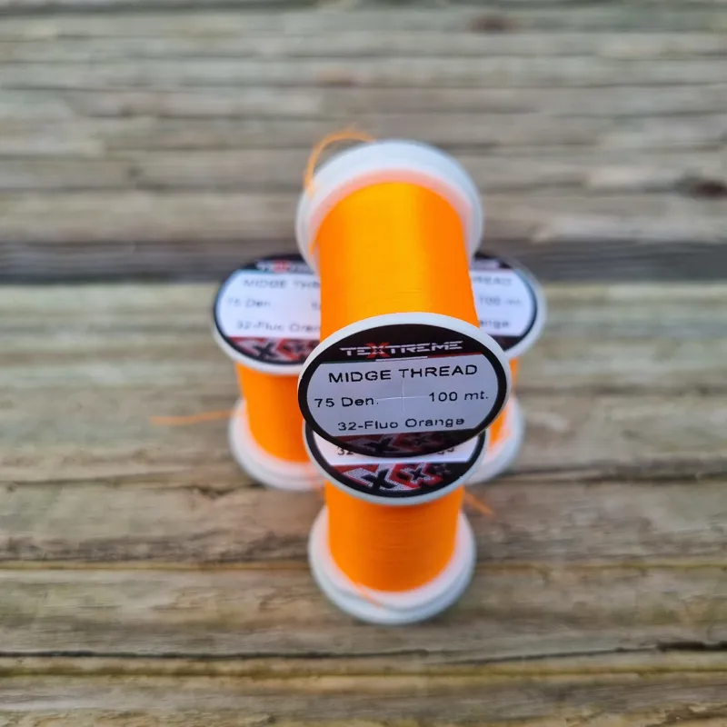 TEXTREME Midge Tying Thread 75dn in 32-Fluo Orange-1